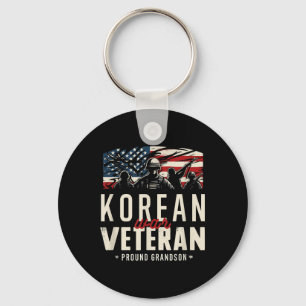 Korean War Veteran Proud Grandson Pride Service Ea Key Ring