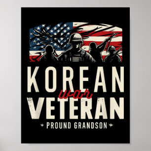 Korean War Veteran Proud Grandson Pride Service Ea Poster