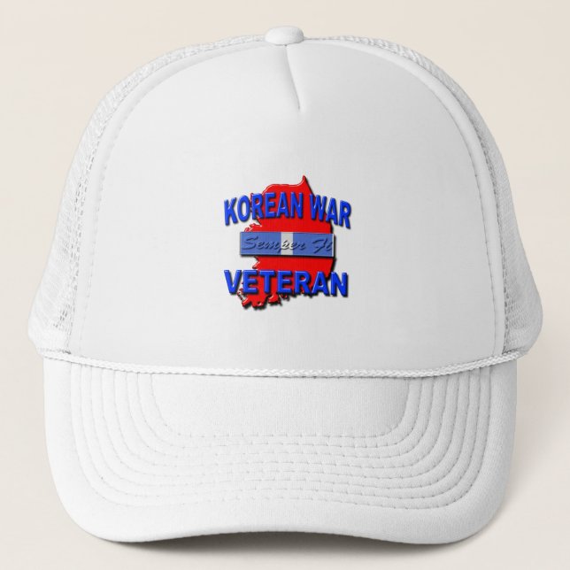 Korean War Veteran Service Ribbon, Semper Fi Trucker Hat (Front)