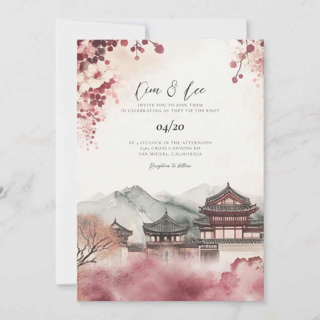 Korean Watercolor Landscape Wedding Invitation (Front)