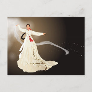korean woman in a hanbok postcard
