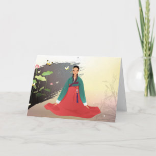 Korean woman wearing a hanbok card