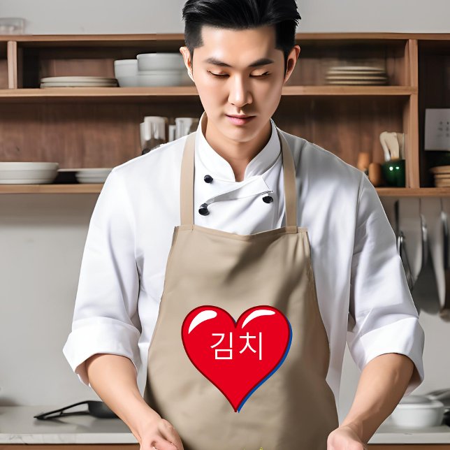  Korean word -Kimchi in red heart Standard Apron (Creator Uploaded)