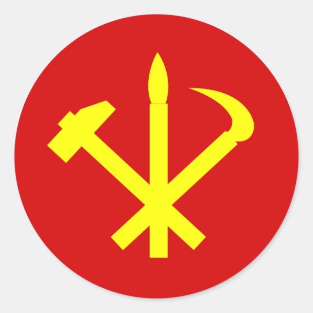 Korean Workers' Party - Korea Juche Kim Communist Classic Round Sticker (Front)