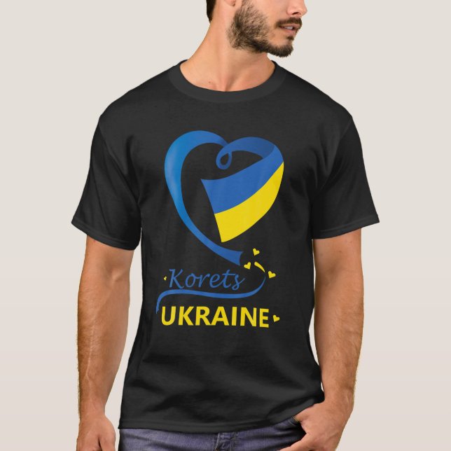 Korets Ukraine National Flag Heart Emblem Crest T-Shirt (Front)