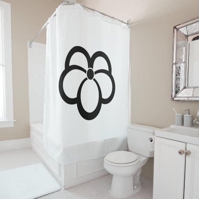 Korin-style shadowed ivy shower curtain (In Situ)