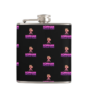Korman Productions YouTube Channel Pink Logo Tiled Hip Flask