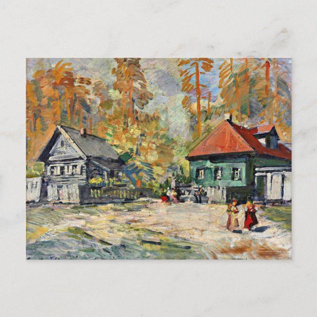 Korovin - Autumn in a Russian Village Postcard (Front)
