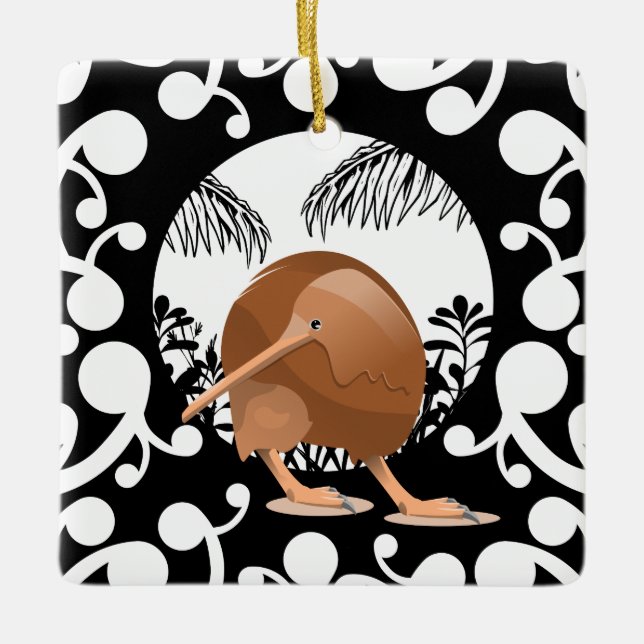 Koru Kiwi Ceramic Ornament (Front)