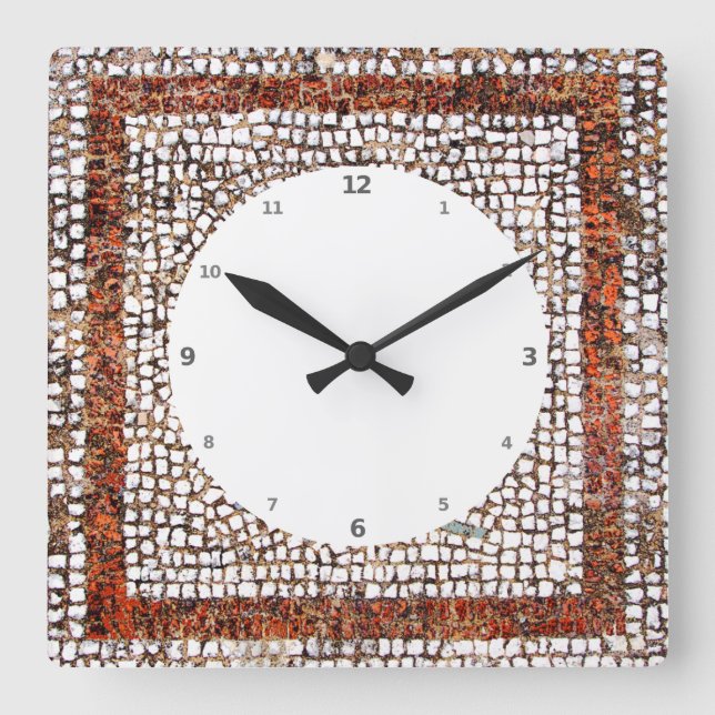 Kos Bird Mosaic Square Wall Clock (Front)