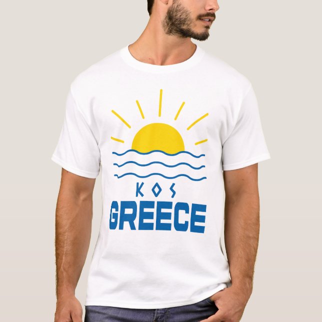 KOS Greece Sunshine And Sea Men's White T-Shirt (Front)