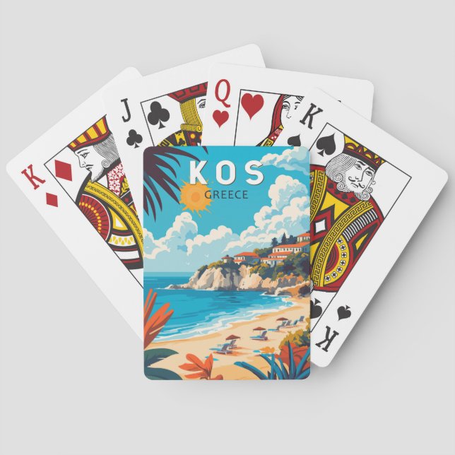 Kos Greece Travel Art Vintage Playing Cards (Back)