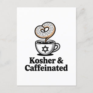 Kosher and Caffeinated Jewish Coffee Hanukkah Holiday Postcard