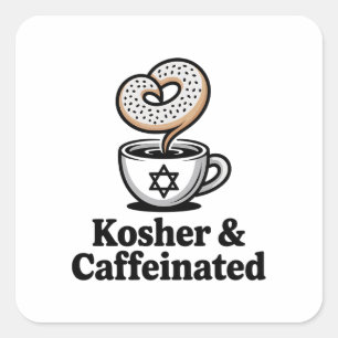 Kosher and Caffeinated Jewish Coffee Hanukkah   Square Sticker