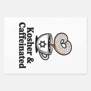 Kosher and Caffeinated Jewish Coffee Hanukkah Wrapping Paper Sheet
