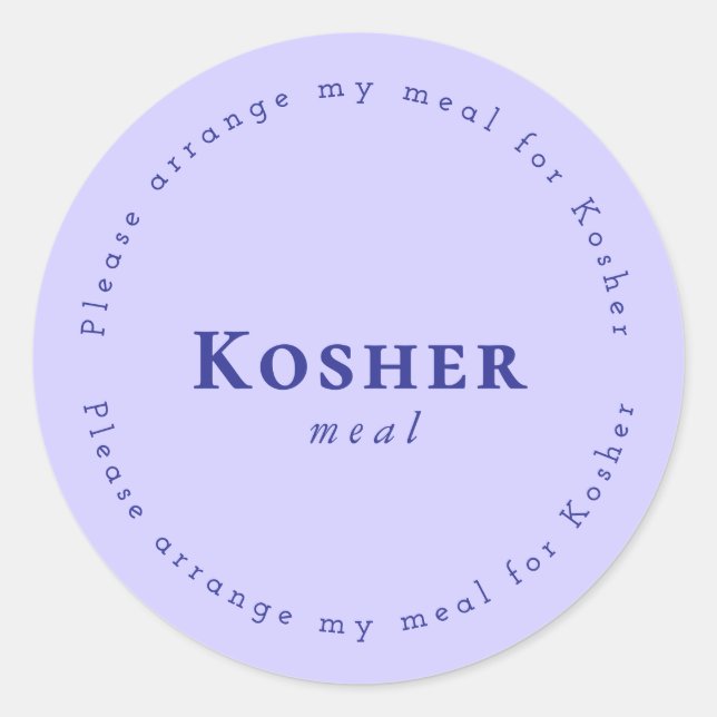 Kosher meal Request Sticker, Light purple, Navy Classic Round Sticker (Front)