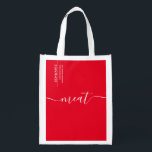 Kosher Meat Red Script with Shopping list Reusable Grocery Bag<br><div class="desc">Keep things Kosher when you BYOB with our Kosher Meat Red Script Space for Name Address grocery bag. Clean lines and space to add in your name / address/ email. Baggers will know right away where to pack everything on your list. That was easy :)</div>