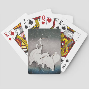Koson Egrets in the Snow: Vintage Japanese Playing Cards