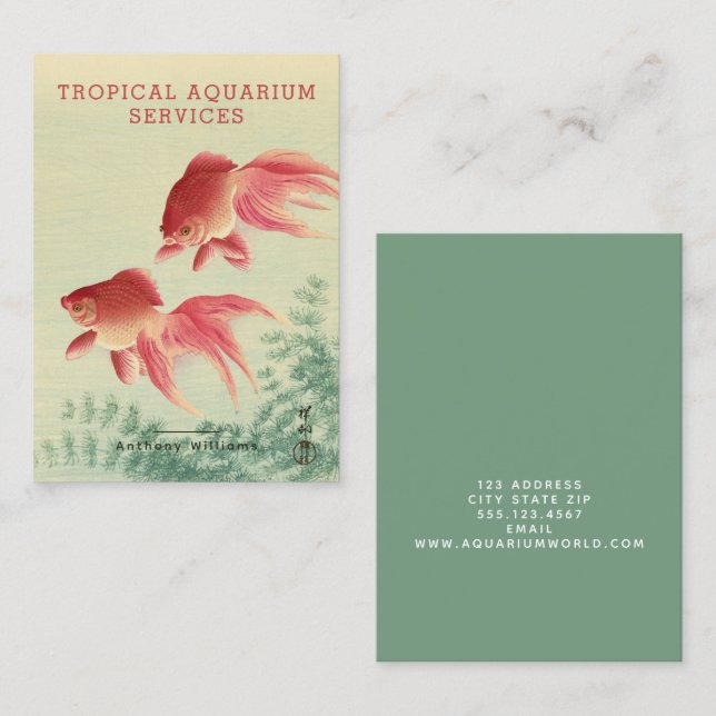 Koson, Goldfish -Japanese Fine Art - Aquarium Business Card (Front/Back)