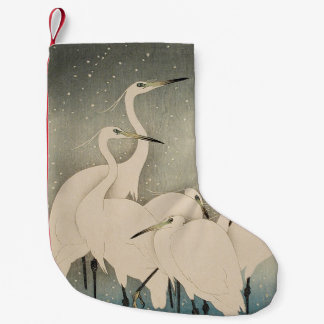 Koson White Egrets Japanese Crane Winter Snow Small Christmas Stocking