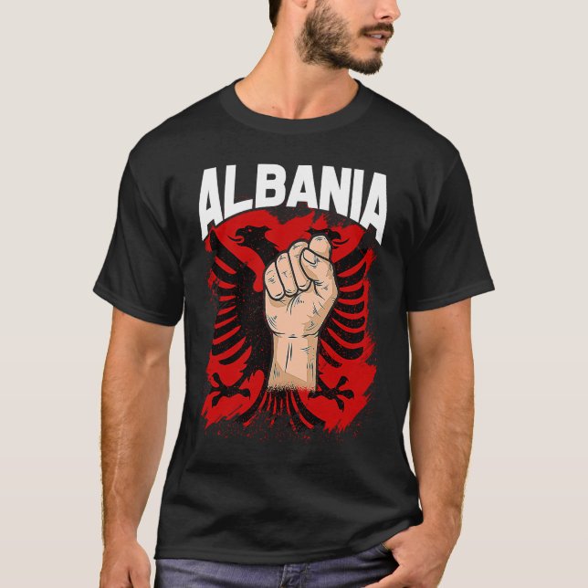 Kosovo Albania  Tirana Flag Double Eagle T-Shirt (Front)