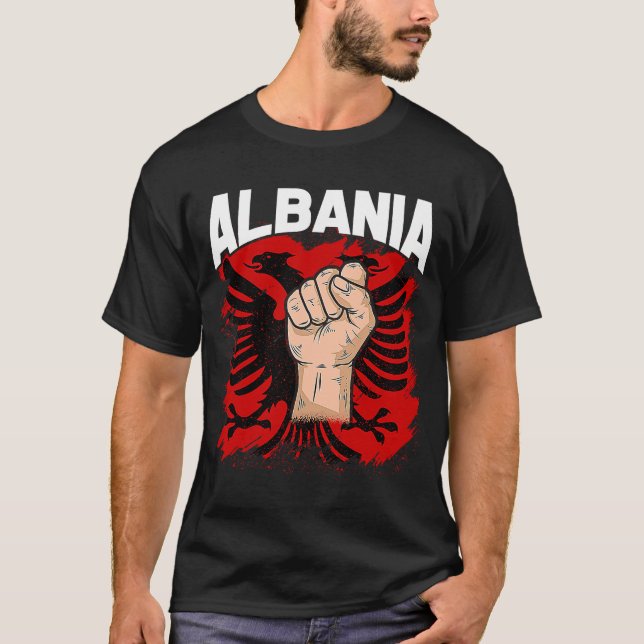 Kosovo Albania  Tirana Flag Double Eagle T-Shirt (Front)
