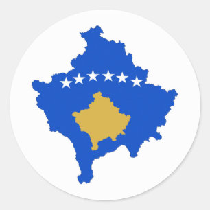 kosovo country flag map shape silhouette classic round sticker