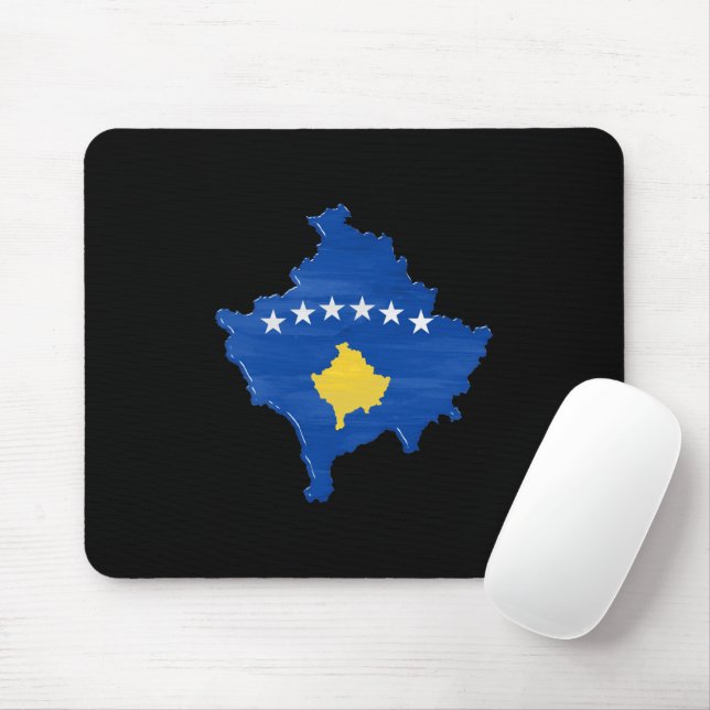Kosovo flag and map mouse pad (With Mouse)
