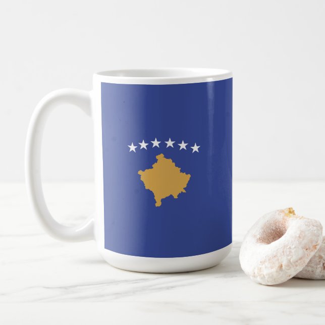 Kosovo flag coffee mug (With Donut)