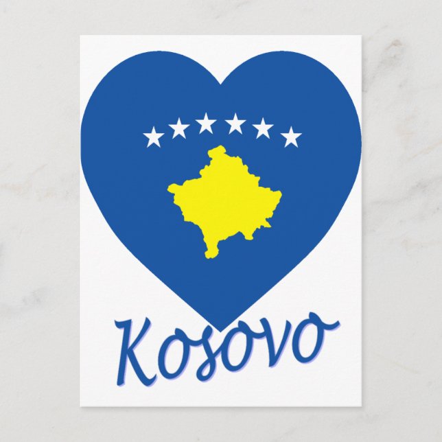 Kosovo Flag Heart Postcard (Front)
