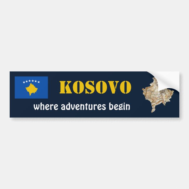 Kosovo Flag + Map Bumper Sticker (Front)