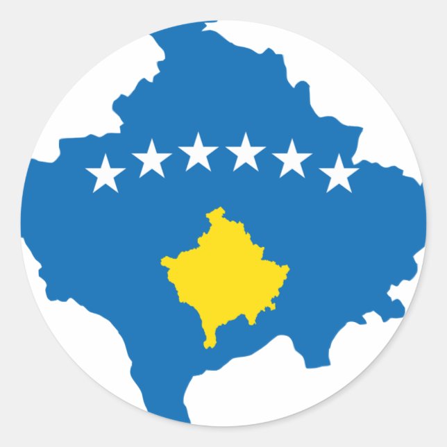 Kosovo flag map classic round sticker (Front)