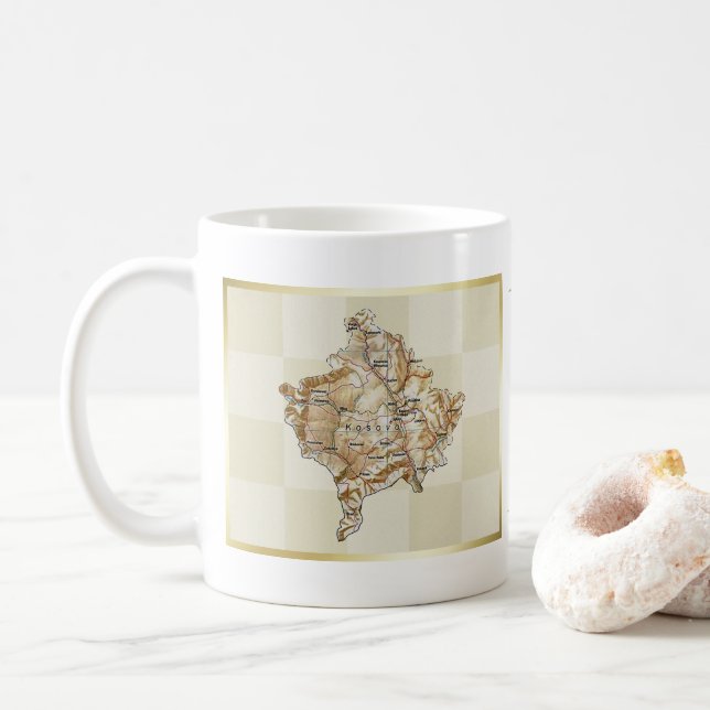 Kosovo Flag + Map Mug (With Donut)