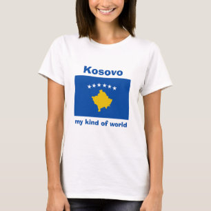 Kosovo Flag + Map + Text T-Shirt