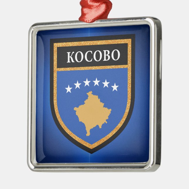 Kosovo Flag Metal Tree Decoration (Left)