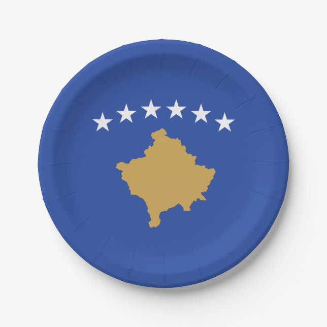 Kosovo Flag Paper Plate (Front)