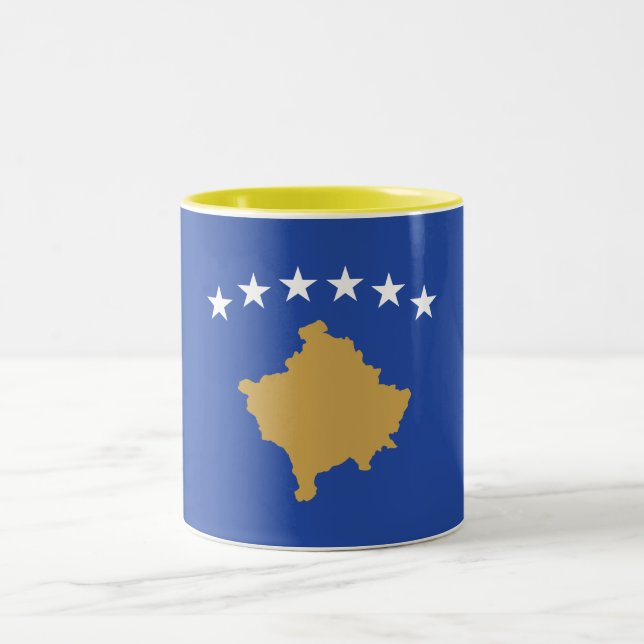 Kosovo Flag Two-Tone Coffee Mug (Center)