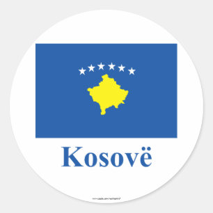 Kosovo Flag with Name in Albanian Classic Round Sticker