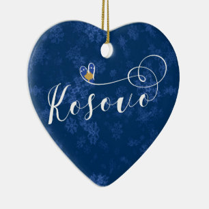 Kosovo Heart, Christmas Tree Ornament, Kosovan Ceramic Ornament