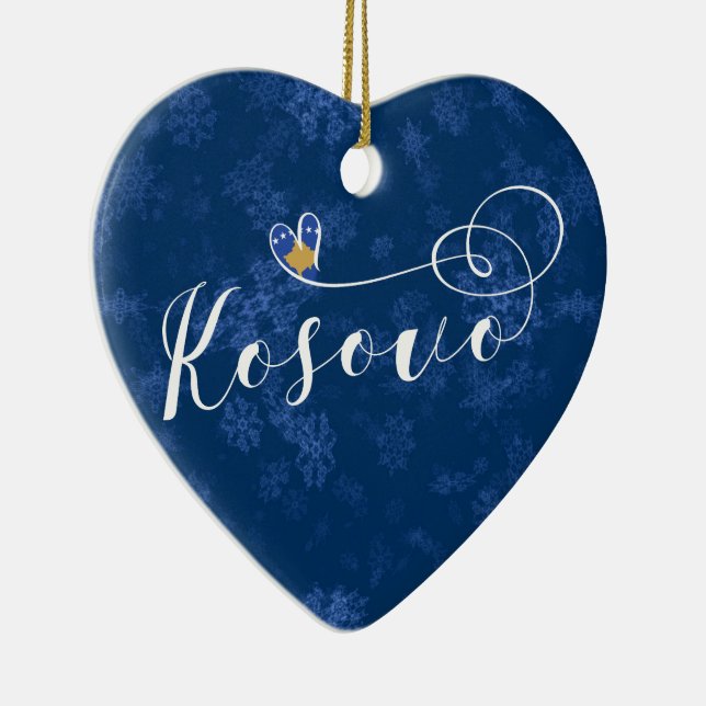 Kosovo Heart, Christmas Tree Ornament, Kosovan Ceramic Ornament (Right)