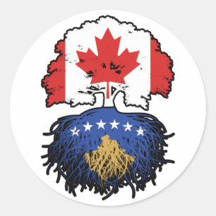 Kosovo Kosovar Canadian Canada Tree Roots Flag Classic Round Sticker
