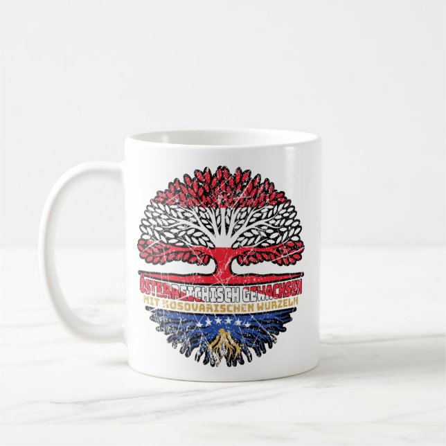 Kosovo Kosovarisch Österreichisch Österreich Baum Coffee Mug (Left)