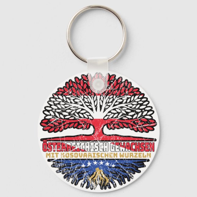 Kosovo Kosovarisch Österreichisch Österreich Baum Key Ring (Front)