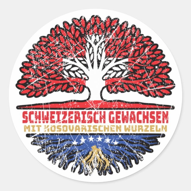 Kosovo Kosovarisch Schweizer Schweiz Baum Wurzel Classic Round Sticker (Front)