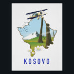 Kosovo map poster<br><div class="desc">Kosovo map in a beautiful vintage or retro style.</div>