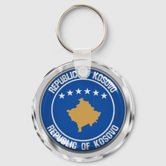 Kosovo Round Emblem Key Ring (Front)