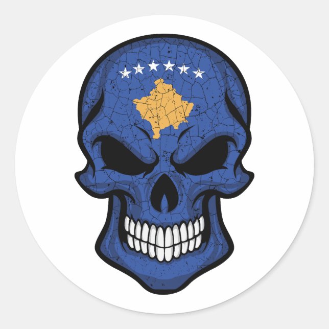 Kosovo Smiling Skull Flag  Classic Round Sticker (Front)