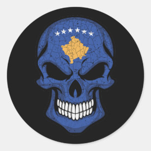 Kosovo Smiling Skull Flag Classic Round Sticker