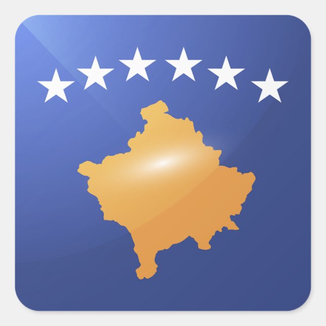 Kosovo square glossy flag sticker (Front)