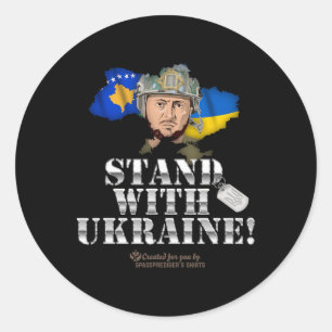 Kosovo Stand With Ukraine Volodymyr Zelenskyy Flag Classic Round Sticker